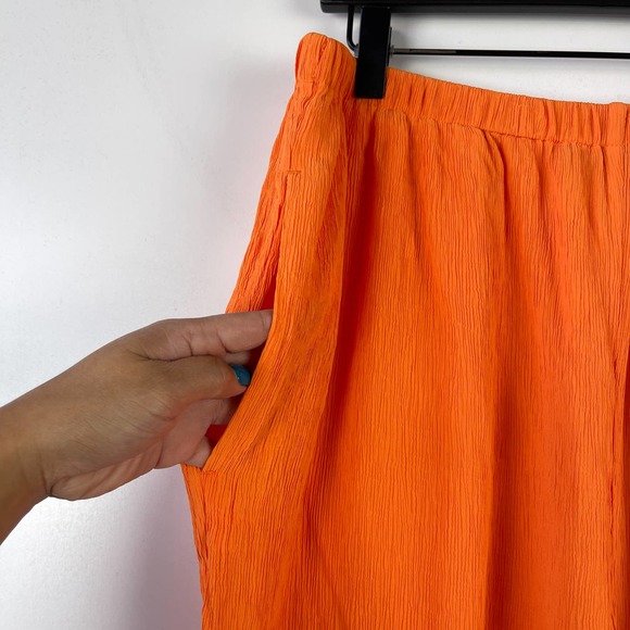 Everlane (L) Naia Ripple Pull-On Pants High Rise Orange - Picture 3 of 10